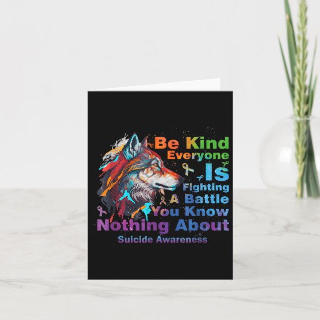 Wolf Be Kind Suicide Awareness Mental Health Suprt Card (Front)
