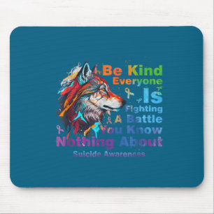 Wolf Be Kind Suicide Awareness Mental Health Suprt Mouse Pad