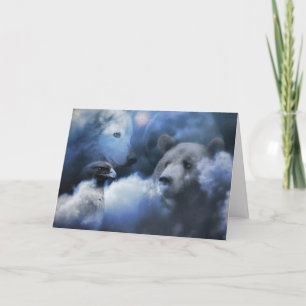 Wolf Bear and Eagle spirit season's greeting card