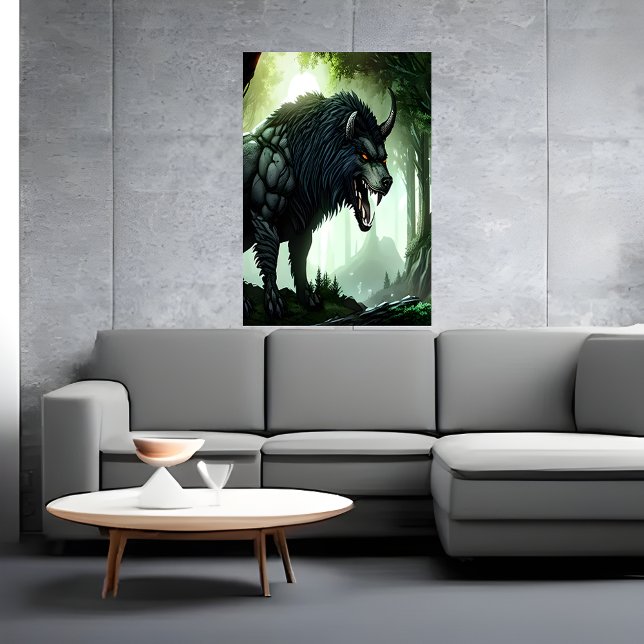 Wolf beast in the forest | AI Art Poster (Creator Uploaded)