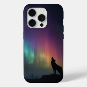 Wolf Beneath the Northern Lights iPhone 15 Pro Case