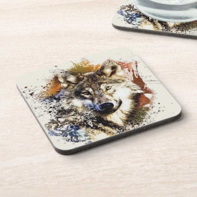 Wolf   beverage coaster (Left Side)