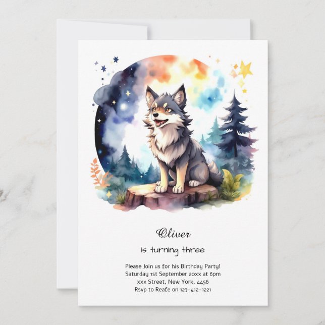 Wolf Birthday Invitation (Front)