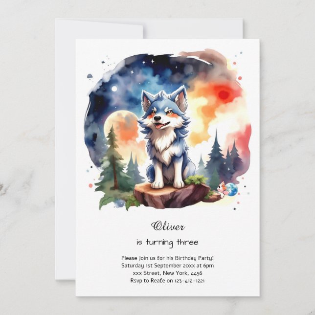 Wolf Birthday Invitation (Front)