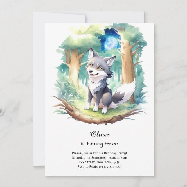 Wolf Birthday Invitation (Front)