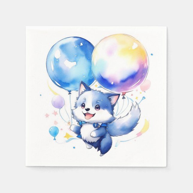 Wolf Birthday Napkins (Front)