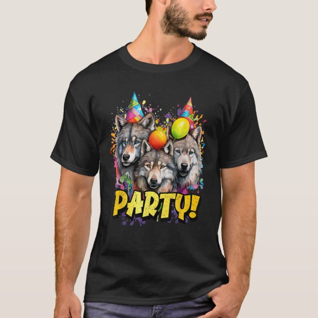 Wolf Birthday Pack Party Wolves Lover Alpha Wolf T T-Shirt (Front)