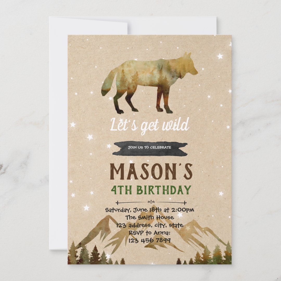 wolf birthday party invitation Zazzle