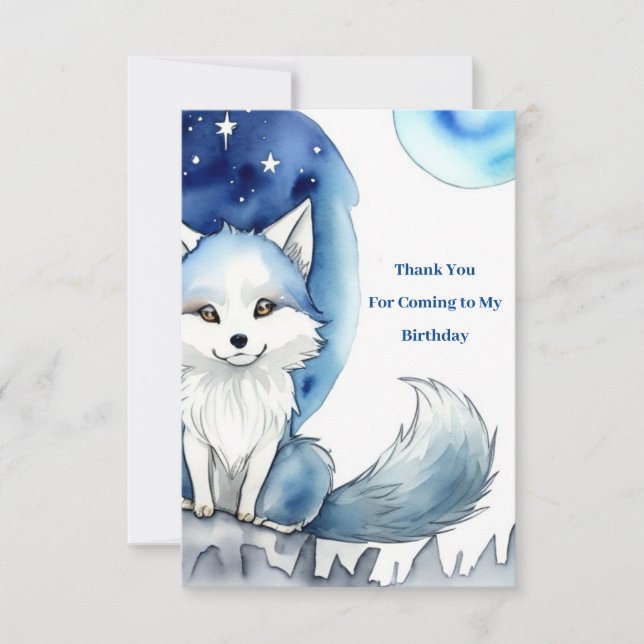 Wolf Birthday Thank You Card (Front)