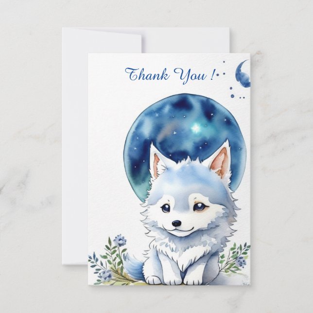 Wolf Birthday Thank You Card (Front)