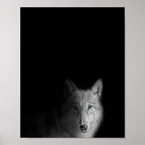 Wolf black and white modern photography poster