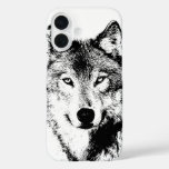 Wolf Black &amp; White Pop Art iPhone 16 Case