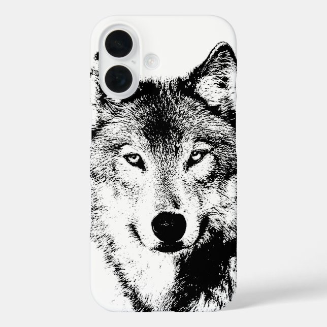 Wolf Black & White Pop Art Case-Mate iPhone Case (Back)