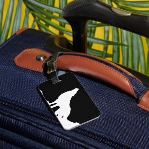 Wolf Black & White Pop Art Luggage Tag