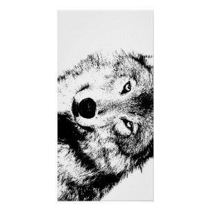 Wolf Black & White Pop Art Poster