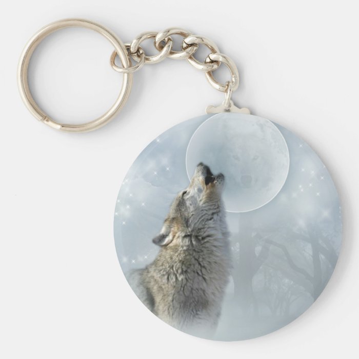 Wolf Blue Moon Key Chains