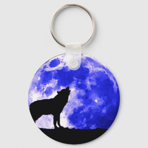Wolf & Blue Moon Keychain