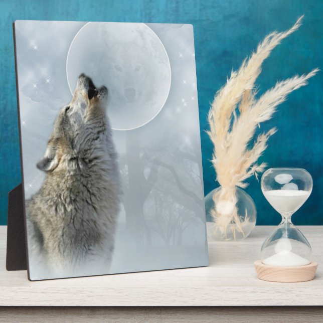 Wolf Blue Moon Plaque 8X10 (Side)
