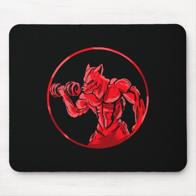Wolf Bodybuilder Workout For Gym Training Bodybuil Mouse Pad (Front)