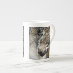 wolf bone china mug