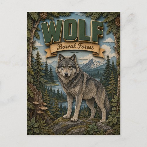 Wolf Boreal Forest POPCUT Postcard