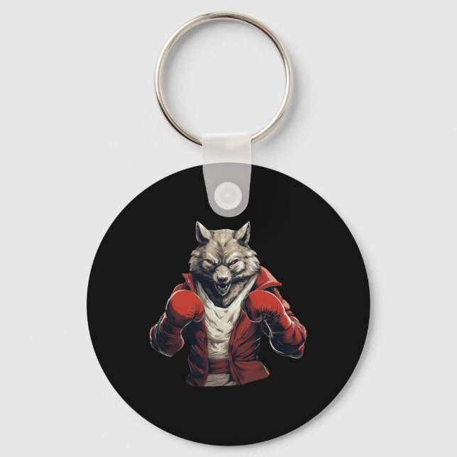 Wolf Boxer Boxing Mixed Martial Arts Kickboxing _1 Keychain (Front)