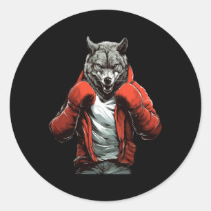 Wolf Boxer Boxing Mixed Martial Arts Kickboxing Classic Round Sticker