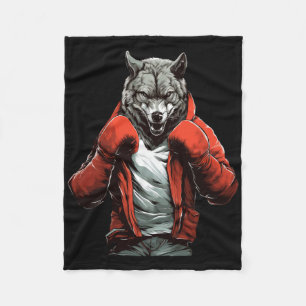 Wolf Boxer Boxing Mixed Martial Arts Kickboxing Fleece Blanket