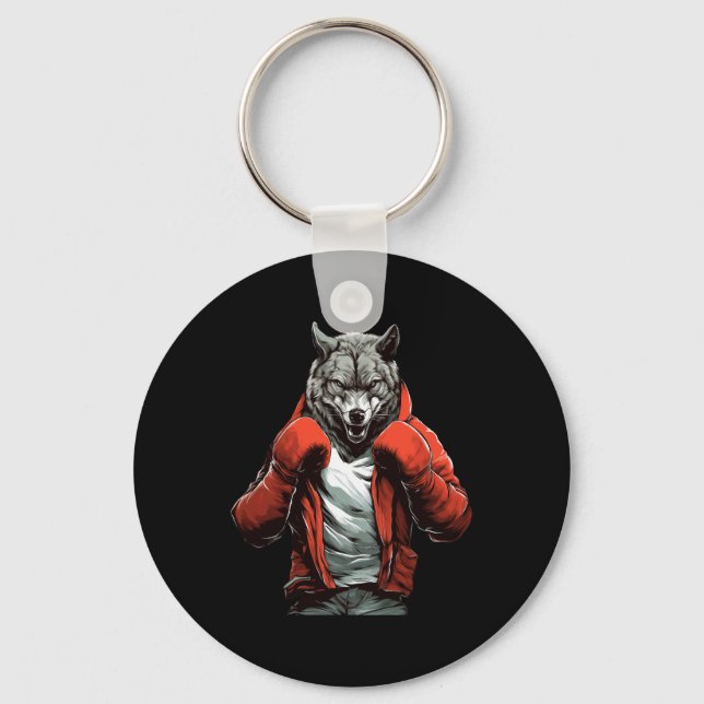 Wolf Boxer Boxing Mixed Martial Arts Kickboxing  Keychain (Front)