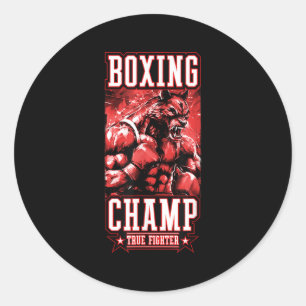 Wolf Boxing Champ _ Boxer Fighter Motivation  Classic Round Sticker