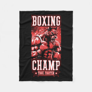 Wolf Boxing Champ _ Boxer Fighter Motivation Fleece Blanket