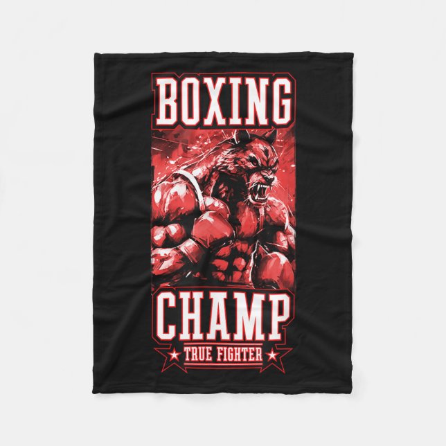 Wolf Boxing Champ _ Boxer Fighter Motivation  Fleece Blanket (Front)