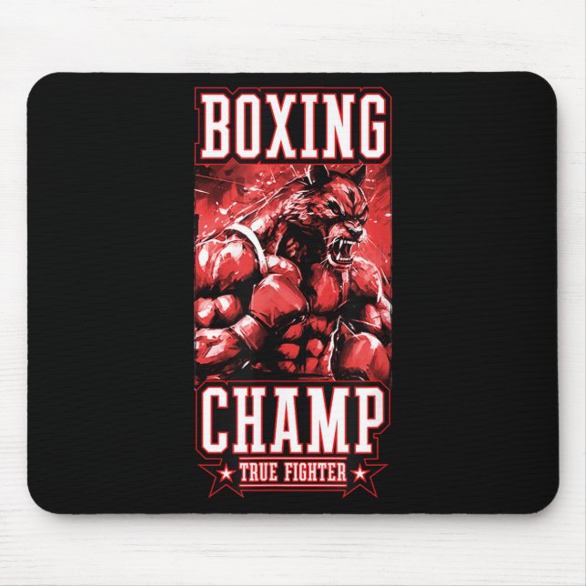 Wolf Boxing Champ _ Boxer Fighter Motivation  Mouse Pad (Front)