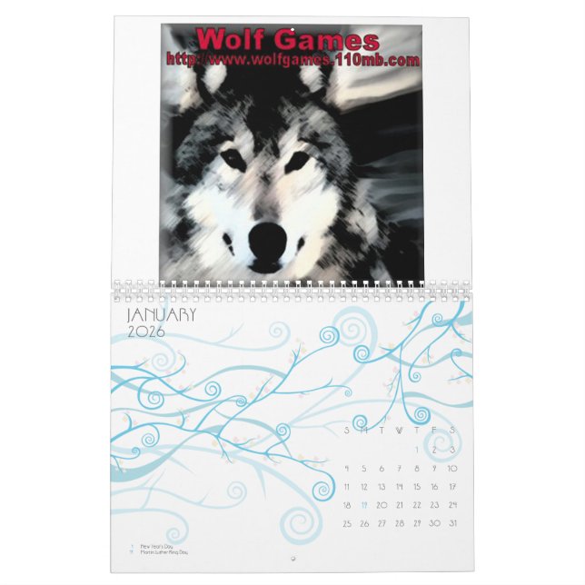 Wolf Calander Calendar (Jan 2026)
