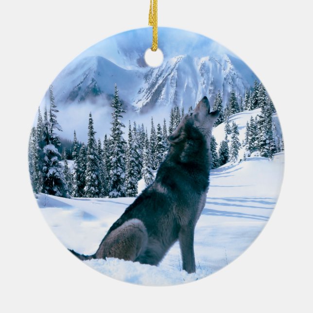Wolf Call Ceramic Ornament (Back)