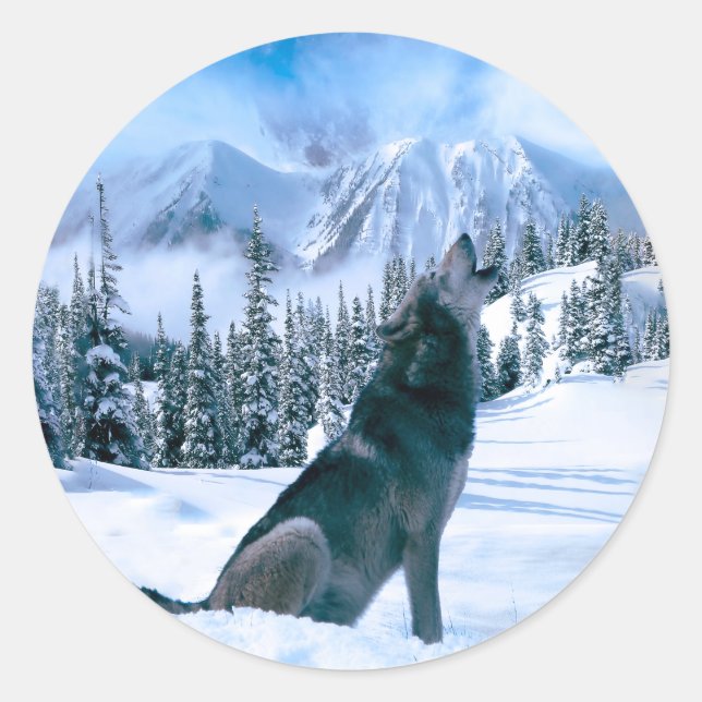 Wolf Call Classic Round Sticker (Front)