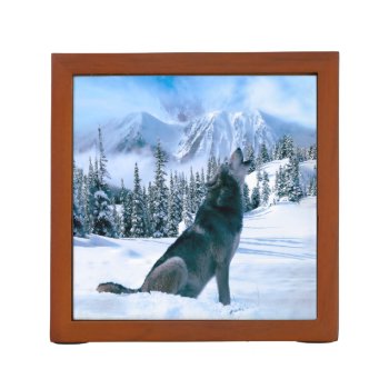 Wolf Call Desk Organizer by CaptainScratch at Zazzle
