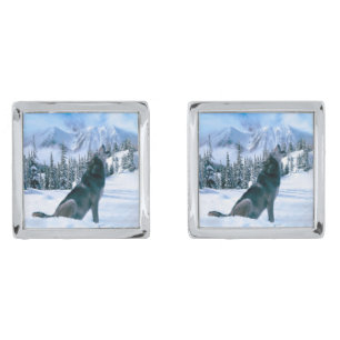 Wolf Call Silver Cufflinks