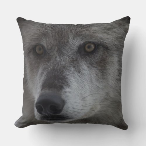 Wolf Canus lupus from Yellowstone National Throw Pillow