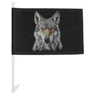 Wolf Car Flag