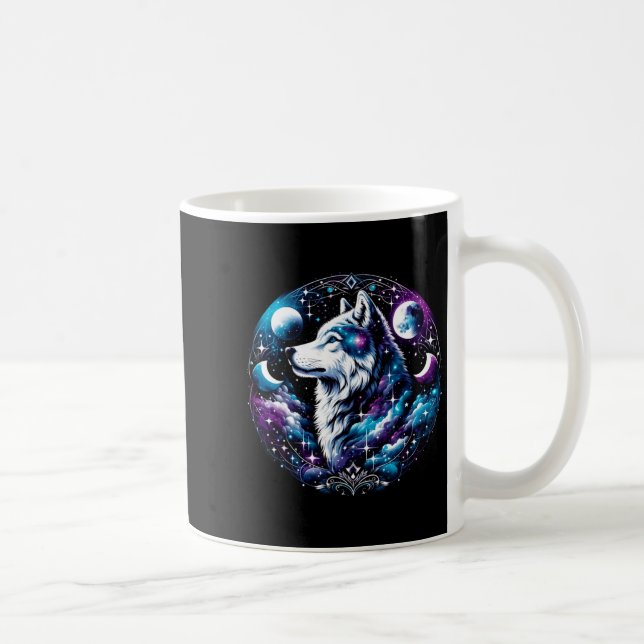 Wolf Celestial Dream Night Howling Moon Funny Wolv Coffee Mug (Right)