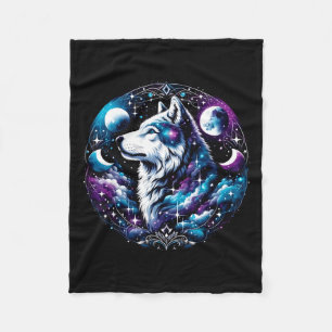 Wolf Celestial Dream Night Howling Moon Funny Wolv Fleece Blanket
