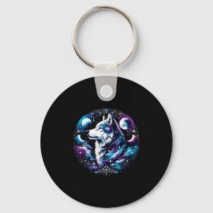 Wolf Celestial Dream Night Howling Moon Funny Wolv Keychain