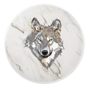 Wolf Ceramic Knob
