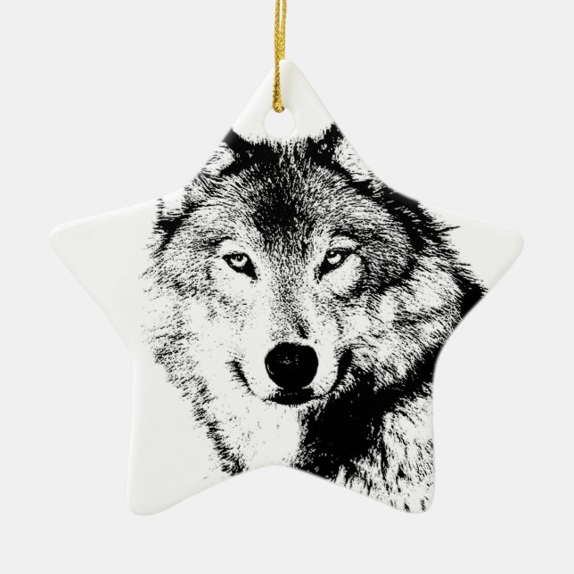 Wolf Ceramic Ornament (Front)
