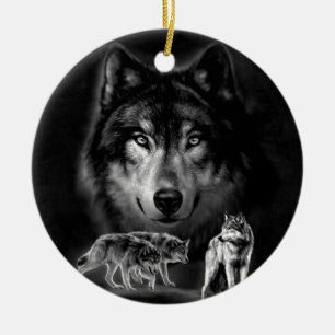 wolf ceramic ornament