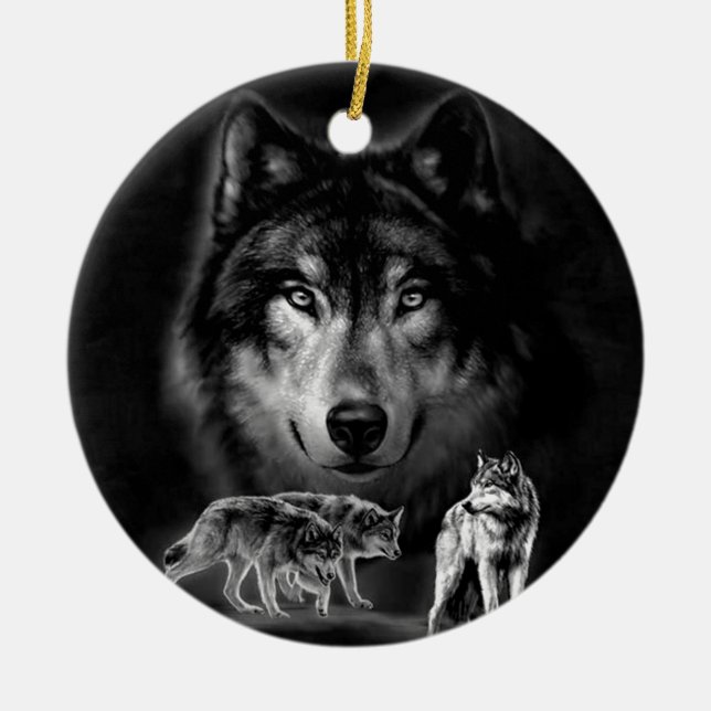 wolf ceramic ornament (Front)