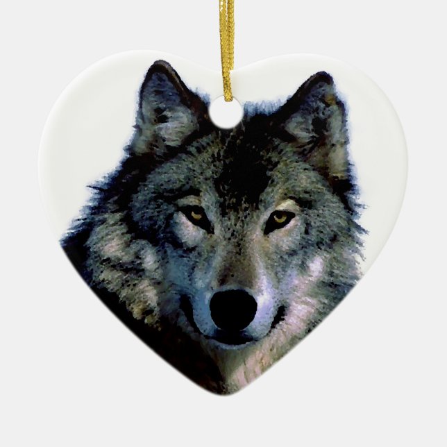 Wolf Ceramic Ornament (Front)