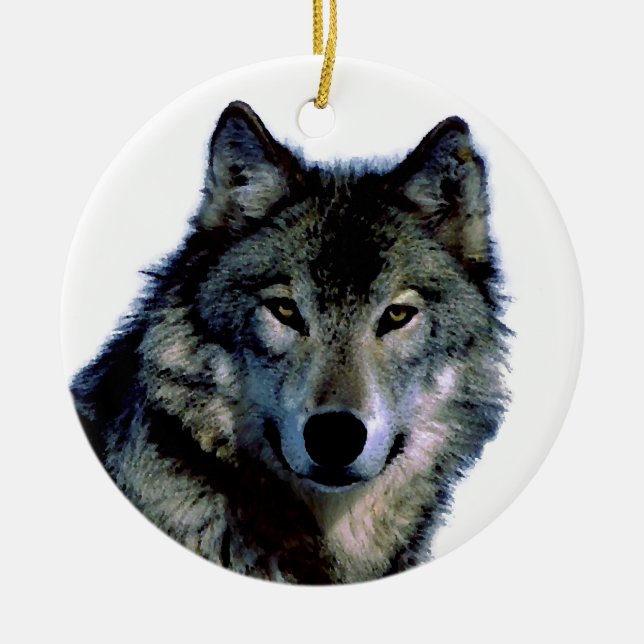 Wolf Ceramic Ornament (Front)
