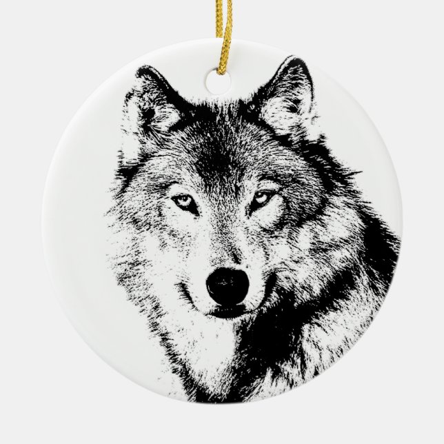 Wolf Ceramic Ornament (Front)
